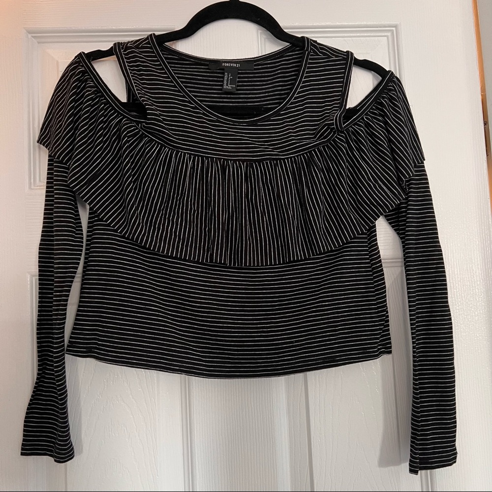 Forever 21 Black Top Lightweight Long Sleeve with Cut Outs